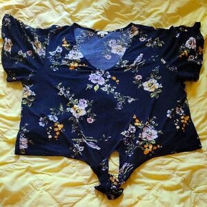 Lily White Black Floral Top